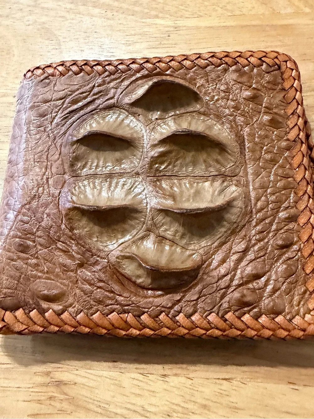 Genuine Horn back Crocodile Skin wallet- Blonde Brown